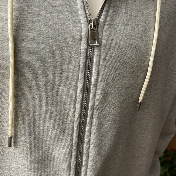 Michael Kors Sherpa Lined Heather Gray Front Zip Attached Drawstring Hoodie - XL - Picture 10 of 14